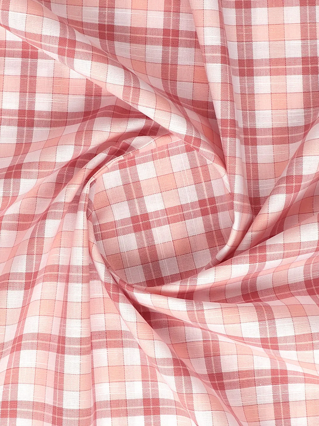 100%Mens Cotton Checked Shirt Fabric Pink Liberty Cotton