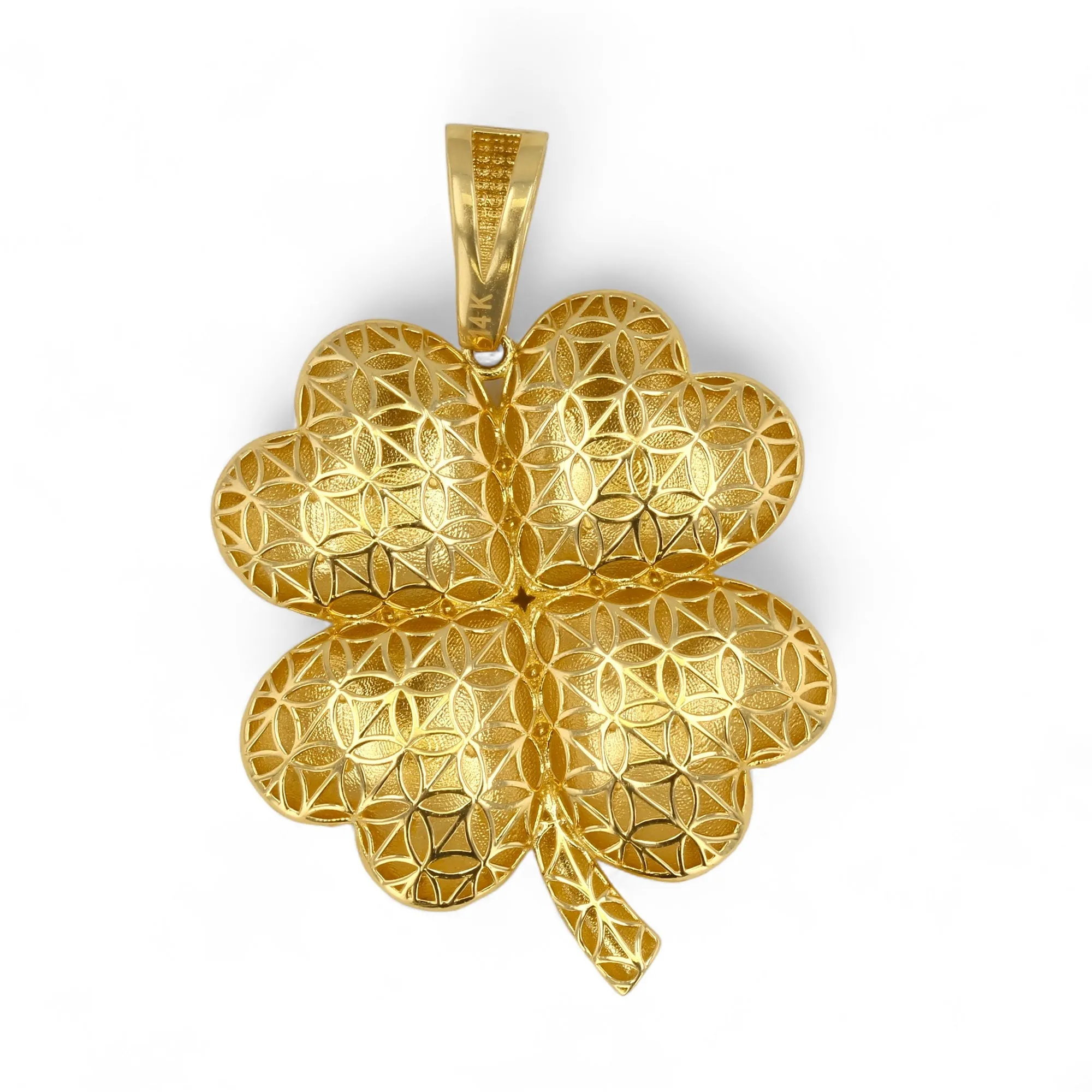 14K Yellow gold large clover pendant-320375