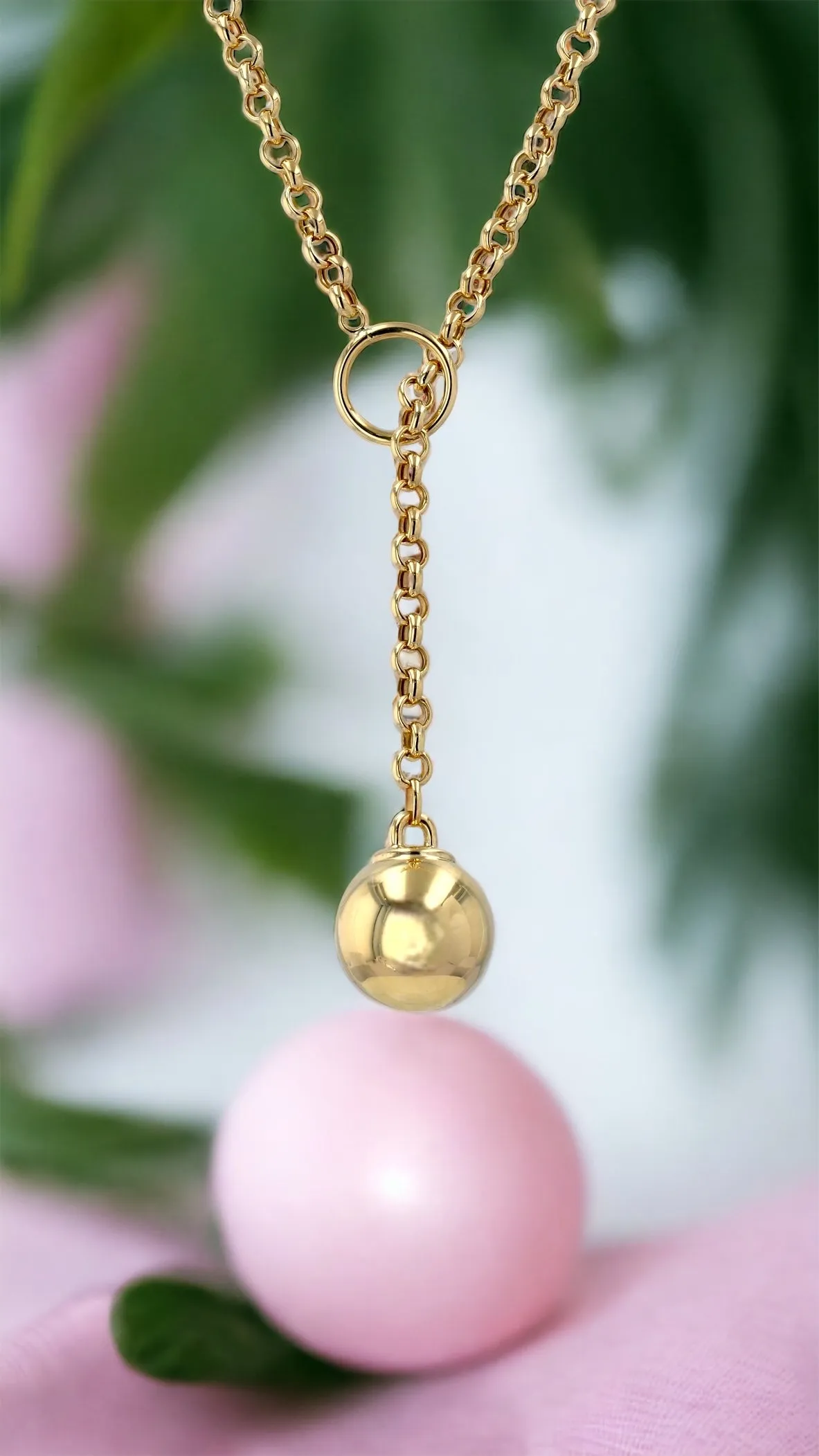 14K Yellow gold rollo ball necklace-226193