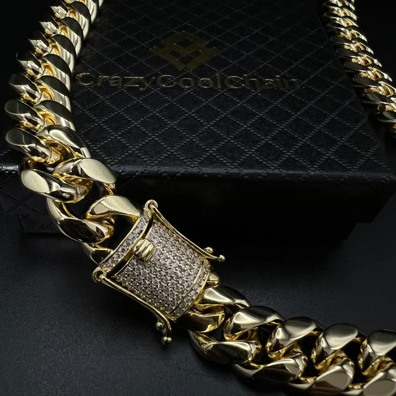 16mm 18K Gold 5-Time Plated Premium Durable Cuban Chain