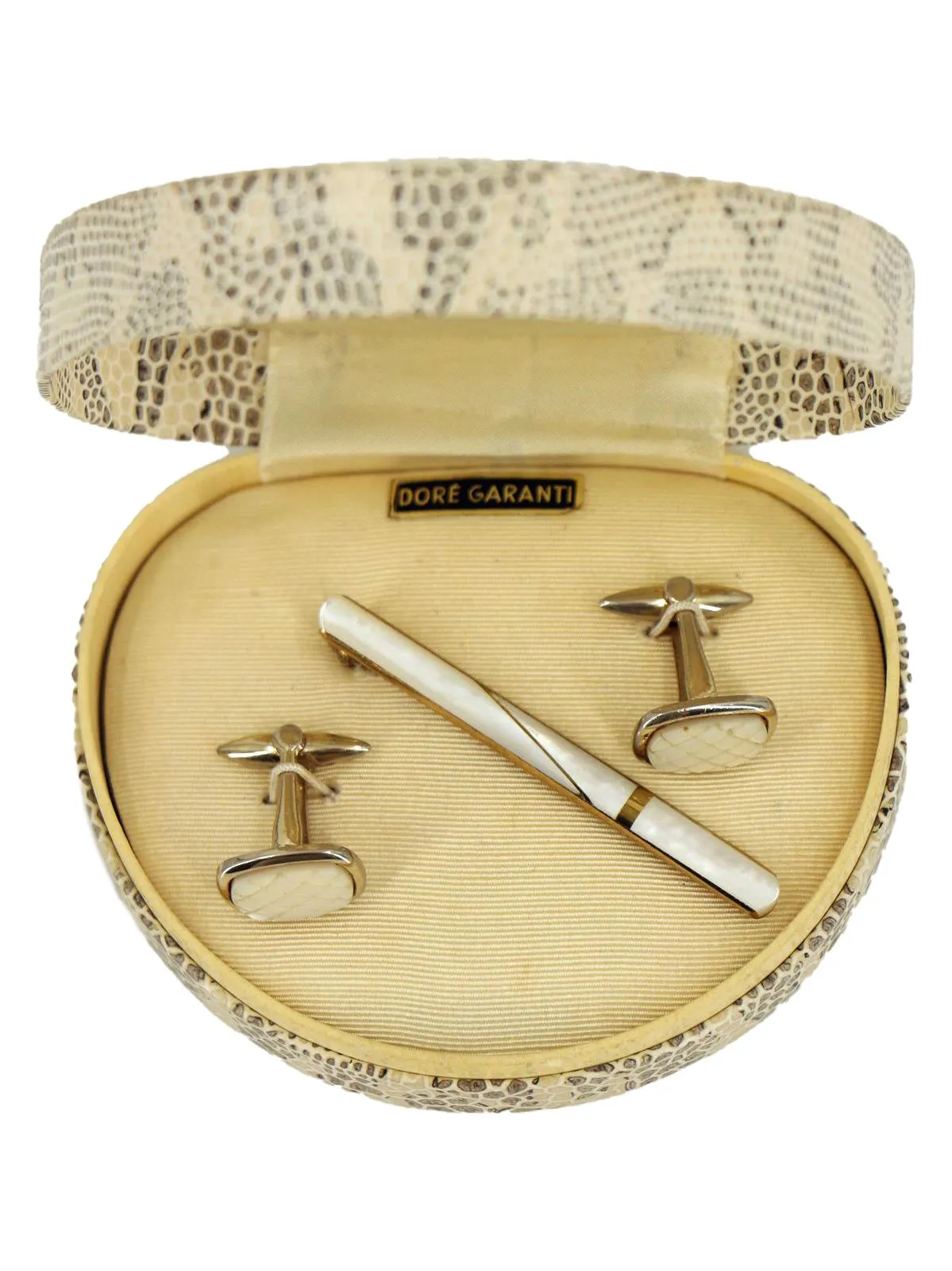 1950s Vintage Pearl Cufflinks & Tie Slide Set