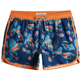 4.5 Inch Inseam Vintage Fallen Leaves Swim Trunks