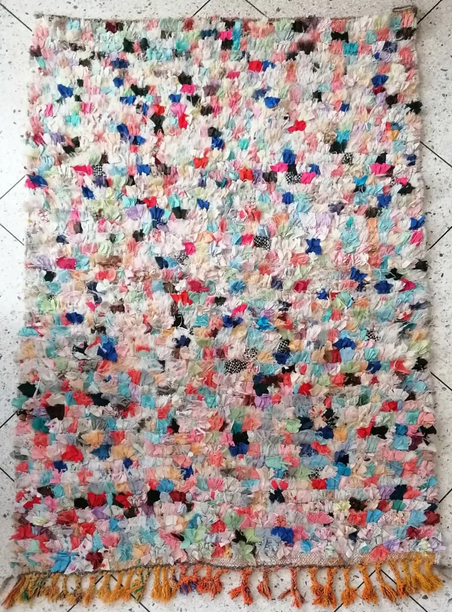 64,5" x 43" Moroccan Hand Knotted Rug, Colorful Bohemian Rug