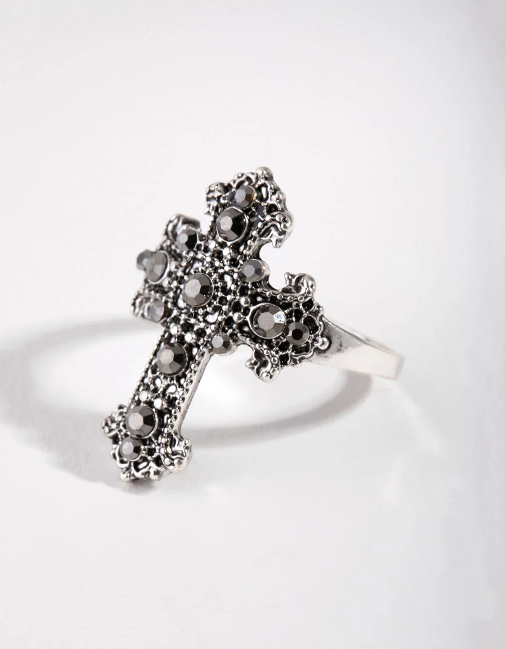 Antique Silver Antique Cross Ring