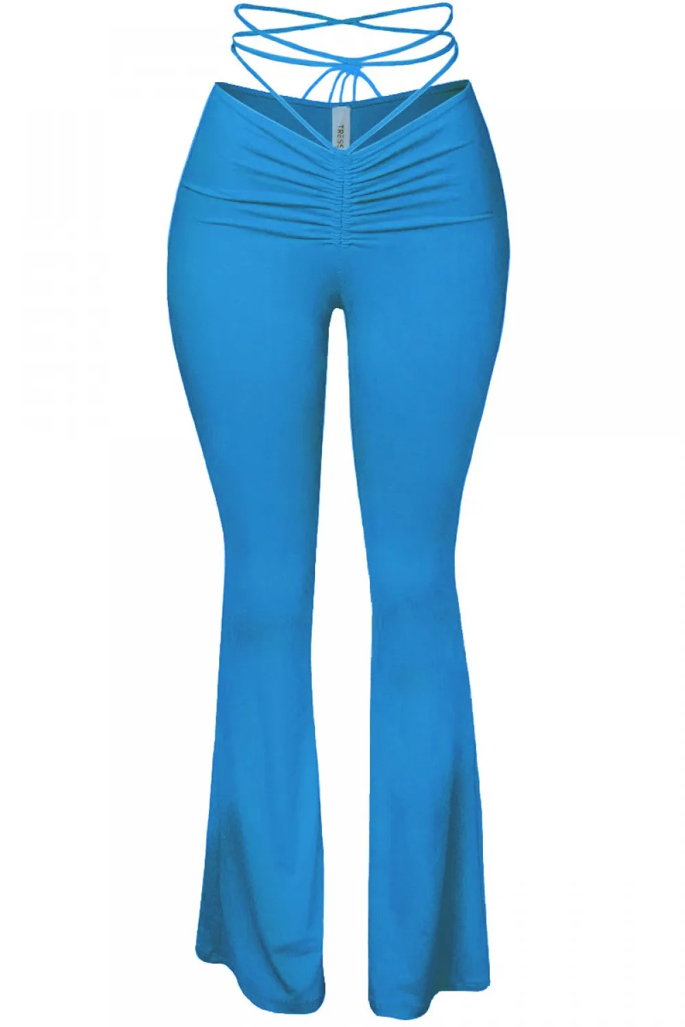 Ayanna Waist Tie Turquoise Blue Flare Pants