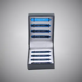 Blue Chrome Stainless Steel 8 Piece Collar Stay Gift Set In Box