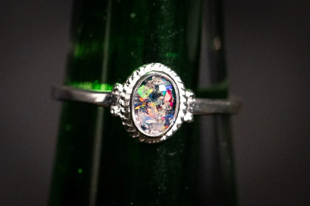 Braided Oval Opal Cremation Ring