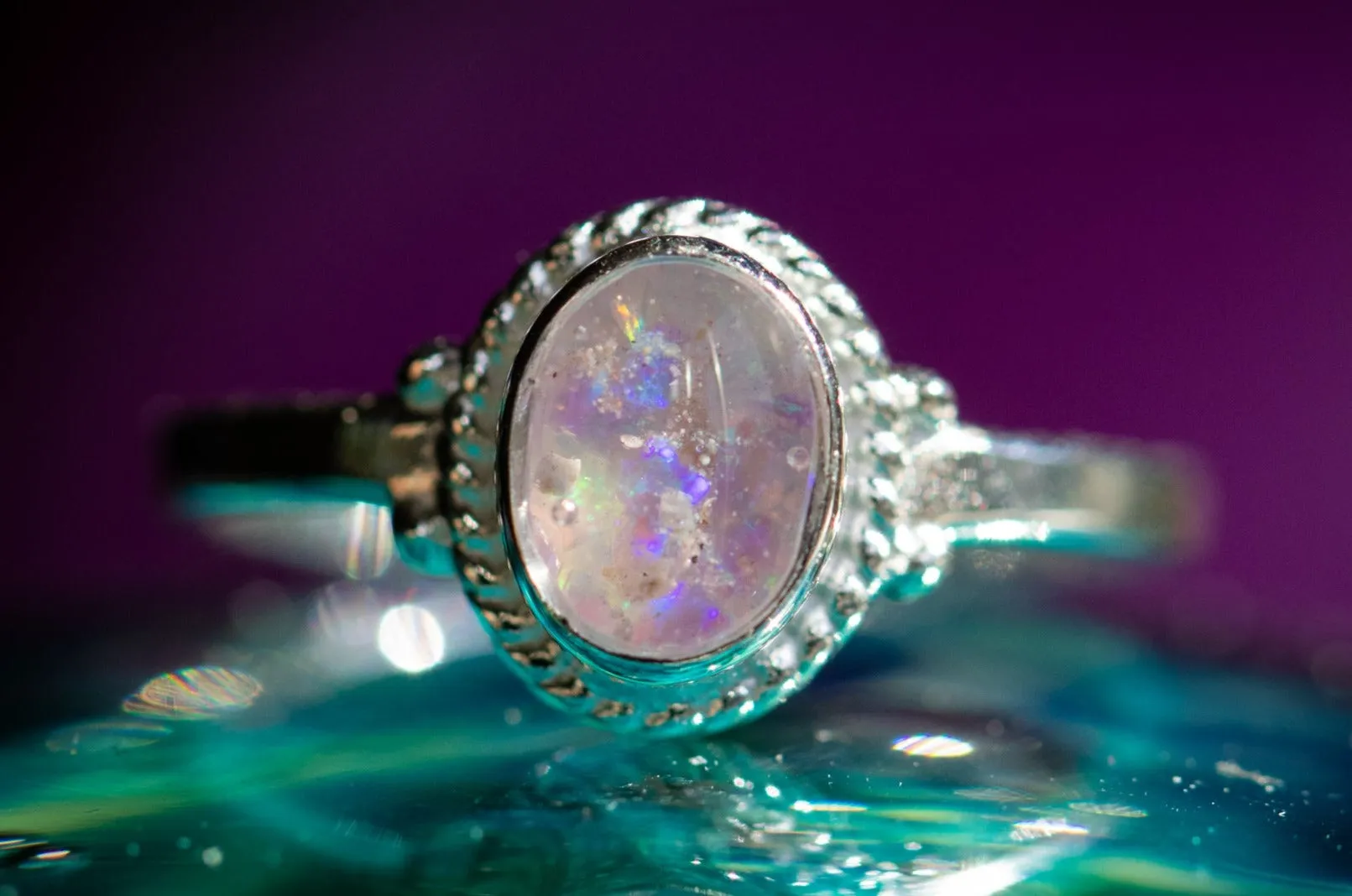 Braided Oval Opal Cremation Ring