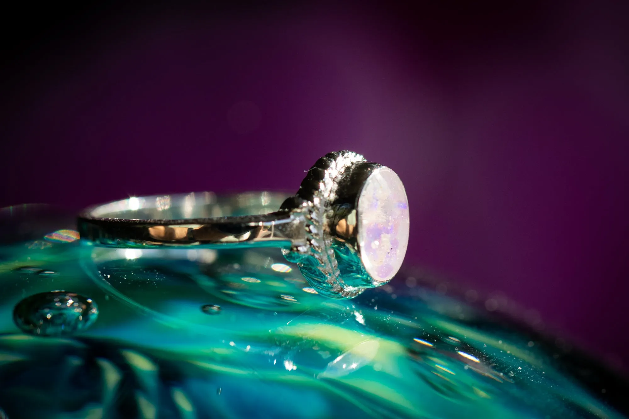 Braided Oval Opal Cremation Ring