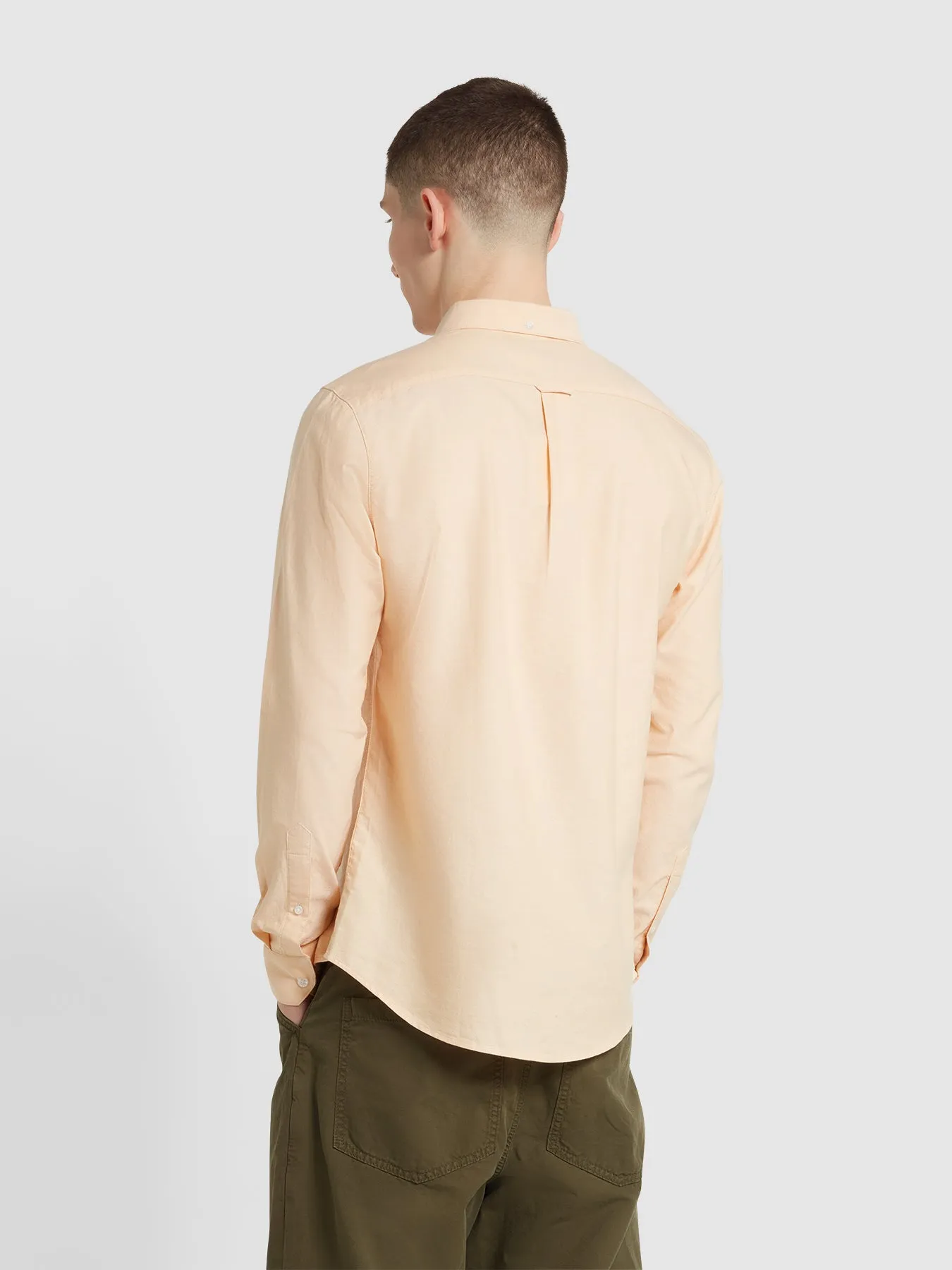 Brewer Slim Fit Organic Cotton Long Sleeve Shirt In Bleached Yellow