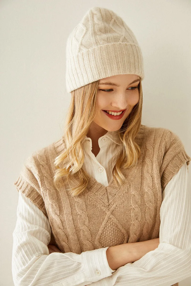 Cable-Knit Cashmere Beanie