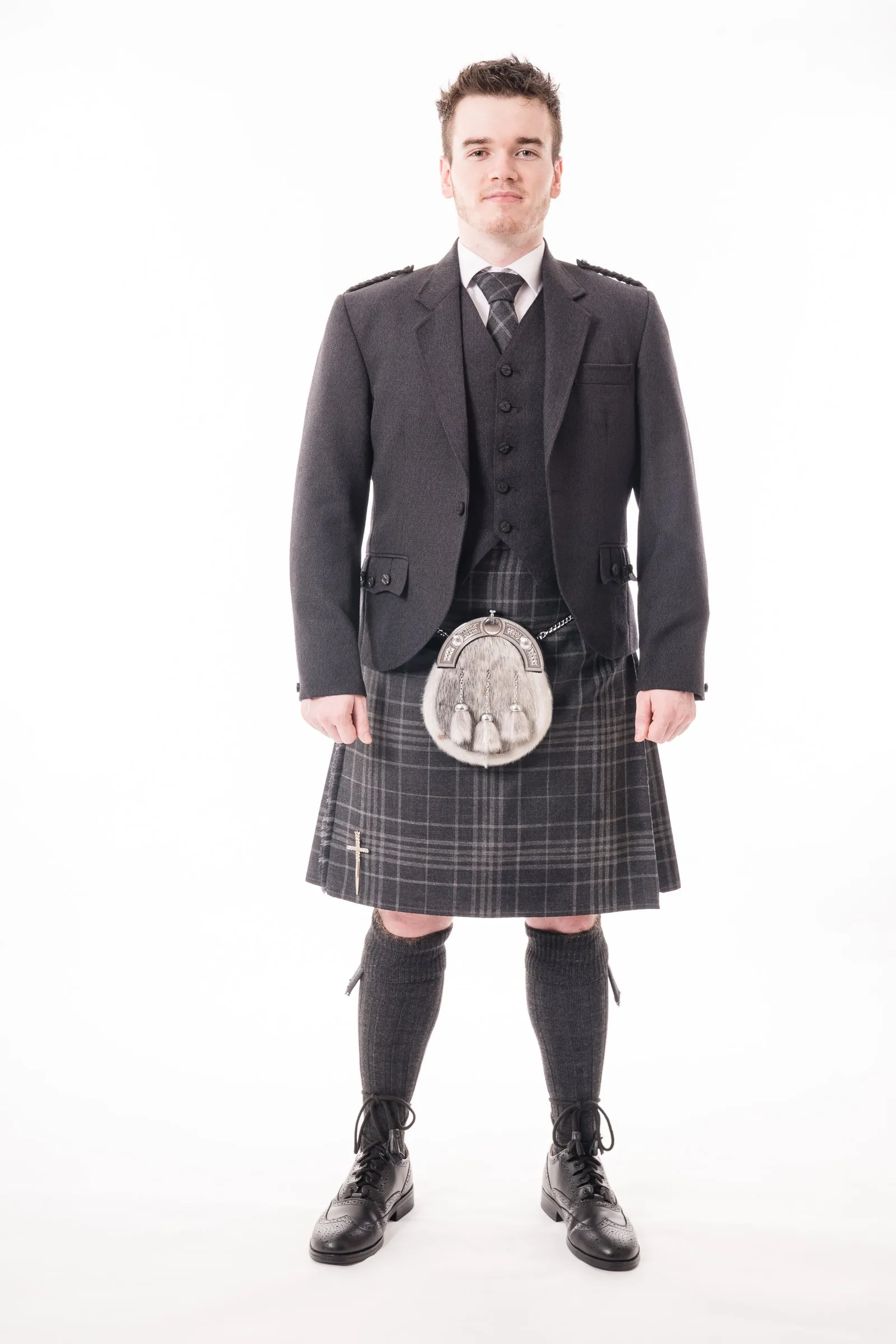 Charcoal crail kilt hire outfit