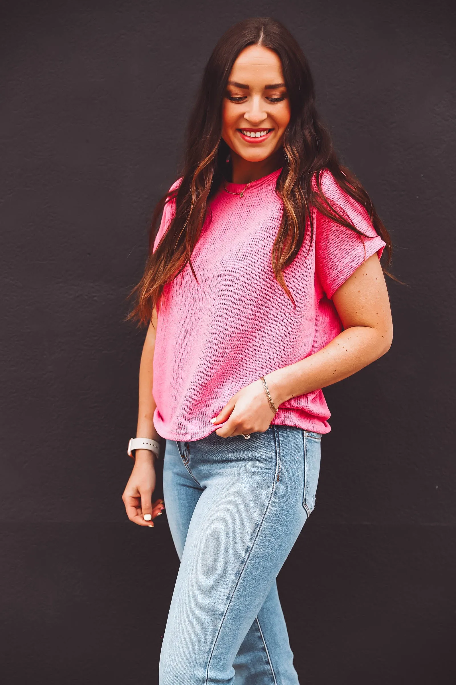 Courtney Knit Top-Pink