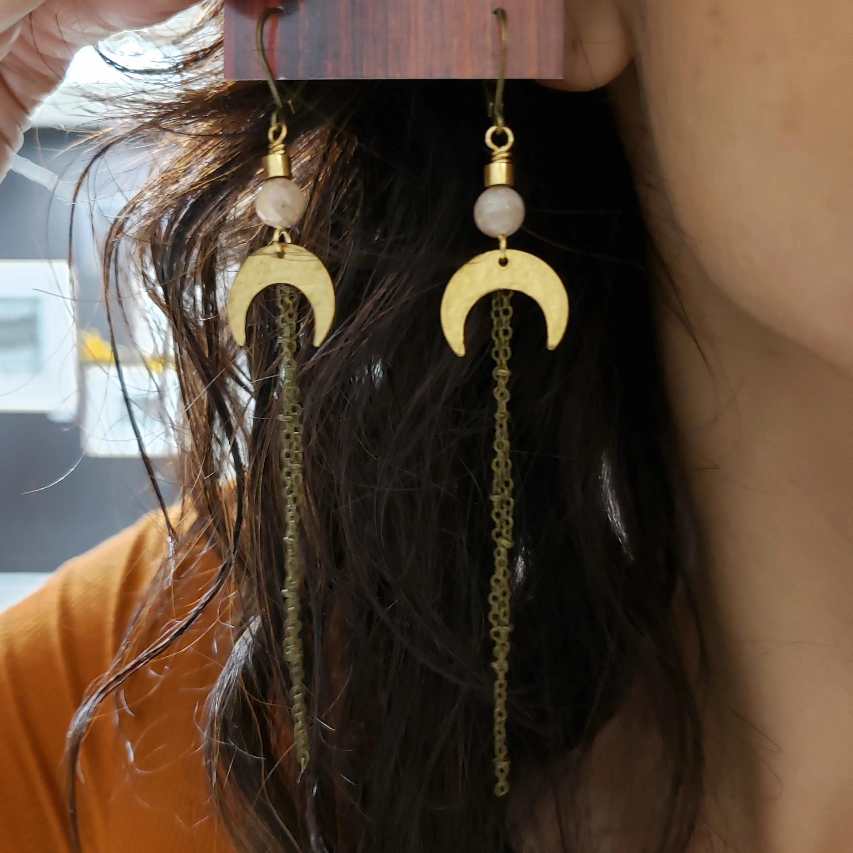 Crescent Moon Duster Earrings