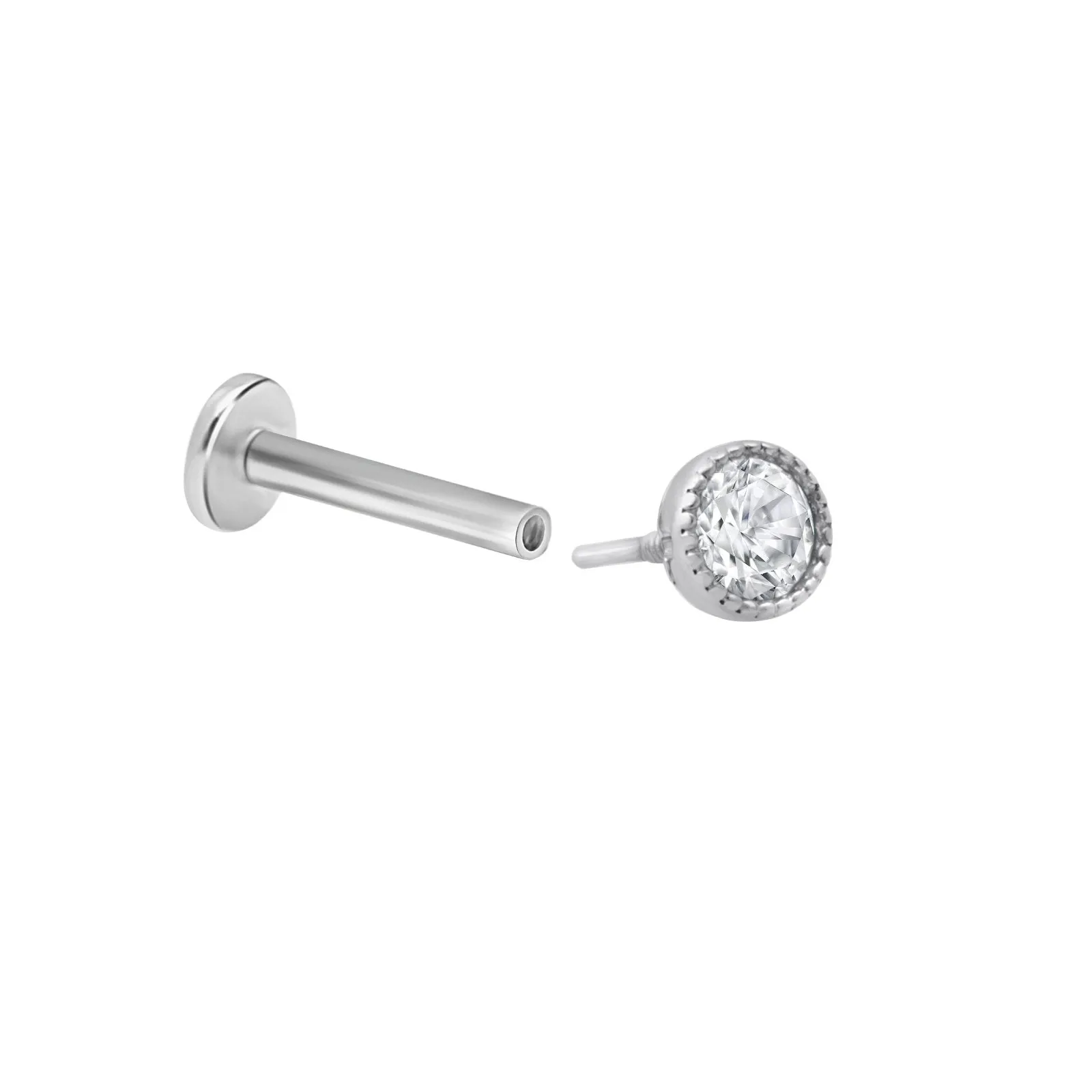 Cubic Zirconia Milgrain Flat Back Stud