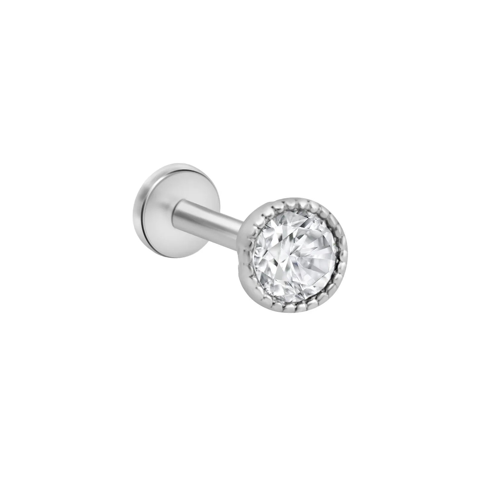 Cubic Zirconia Milgrain Flat Back Stud