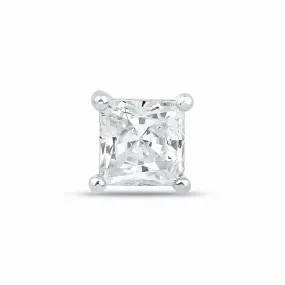 Cubic Zirconia Princess Cut Earring in Solid 14k White Gold