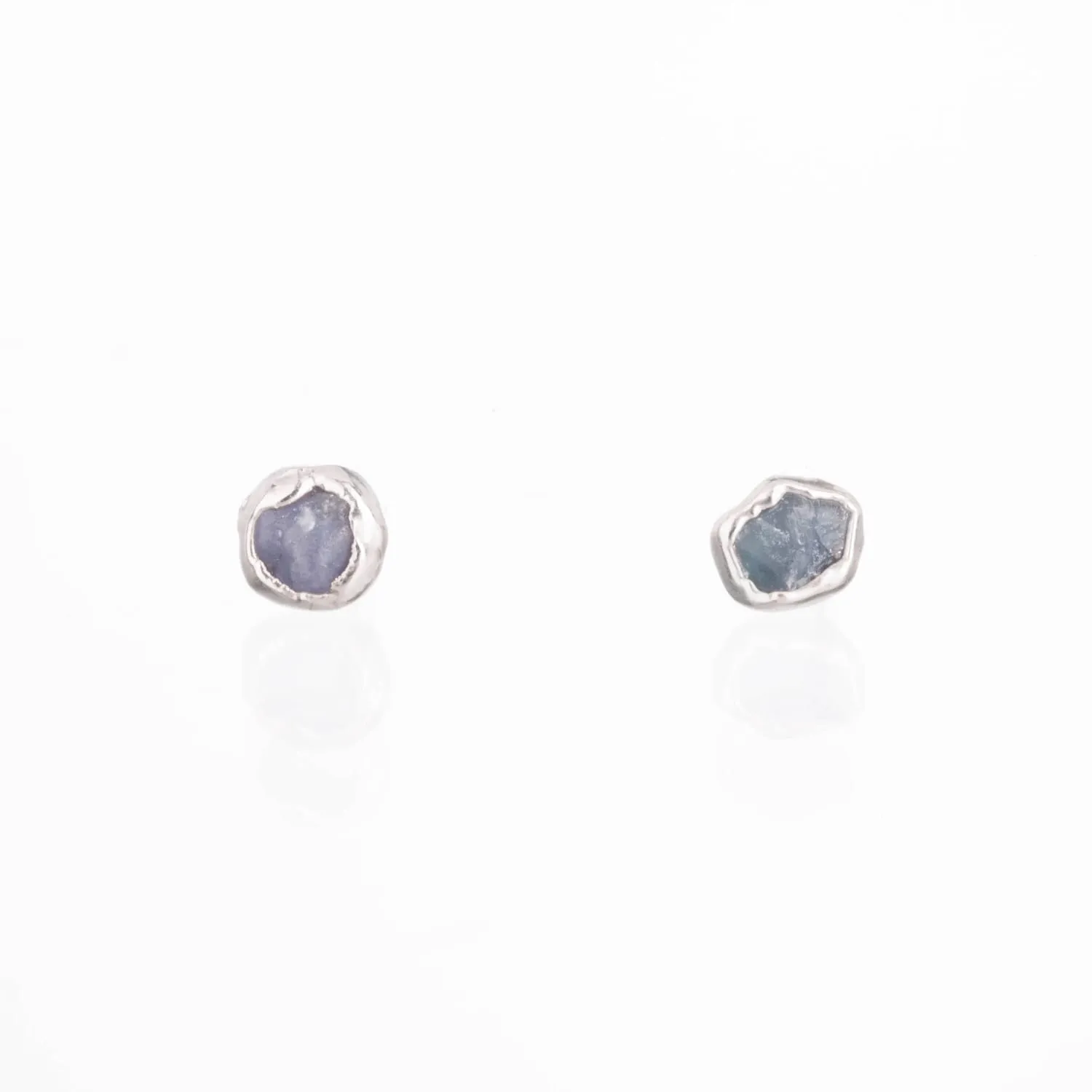 Dainty Raw Sapphire Earrings in Silver