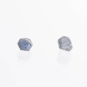 Dainty Raw Sapphire Earrings in Silver