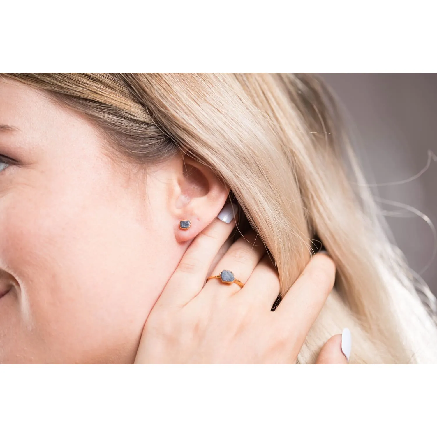 Dainty Raw Sapphire Earrings in Silver