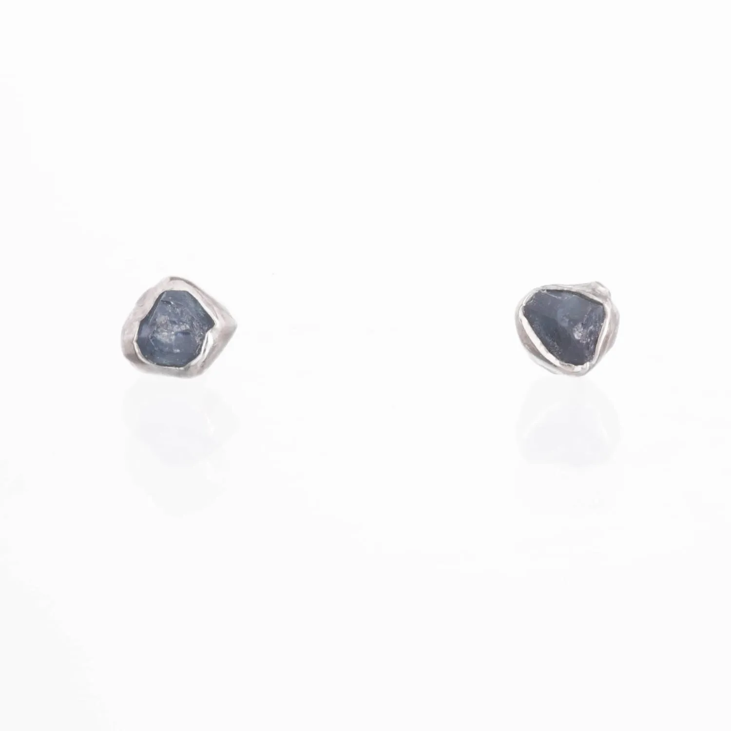 Dainty Raw Sapphire Earrings in Silver