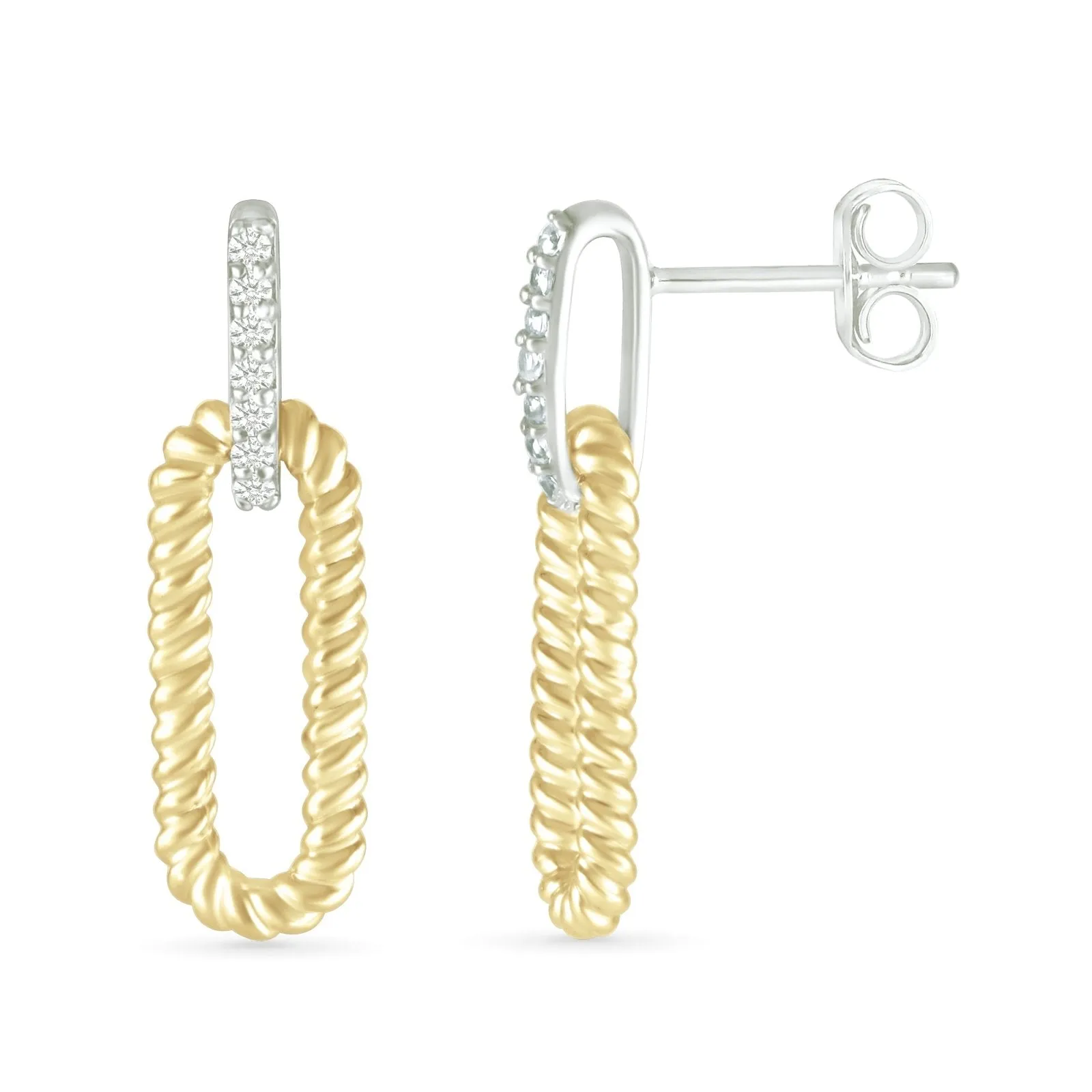 Dangling Cable Twisted Paperclip Stud Earrings