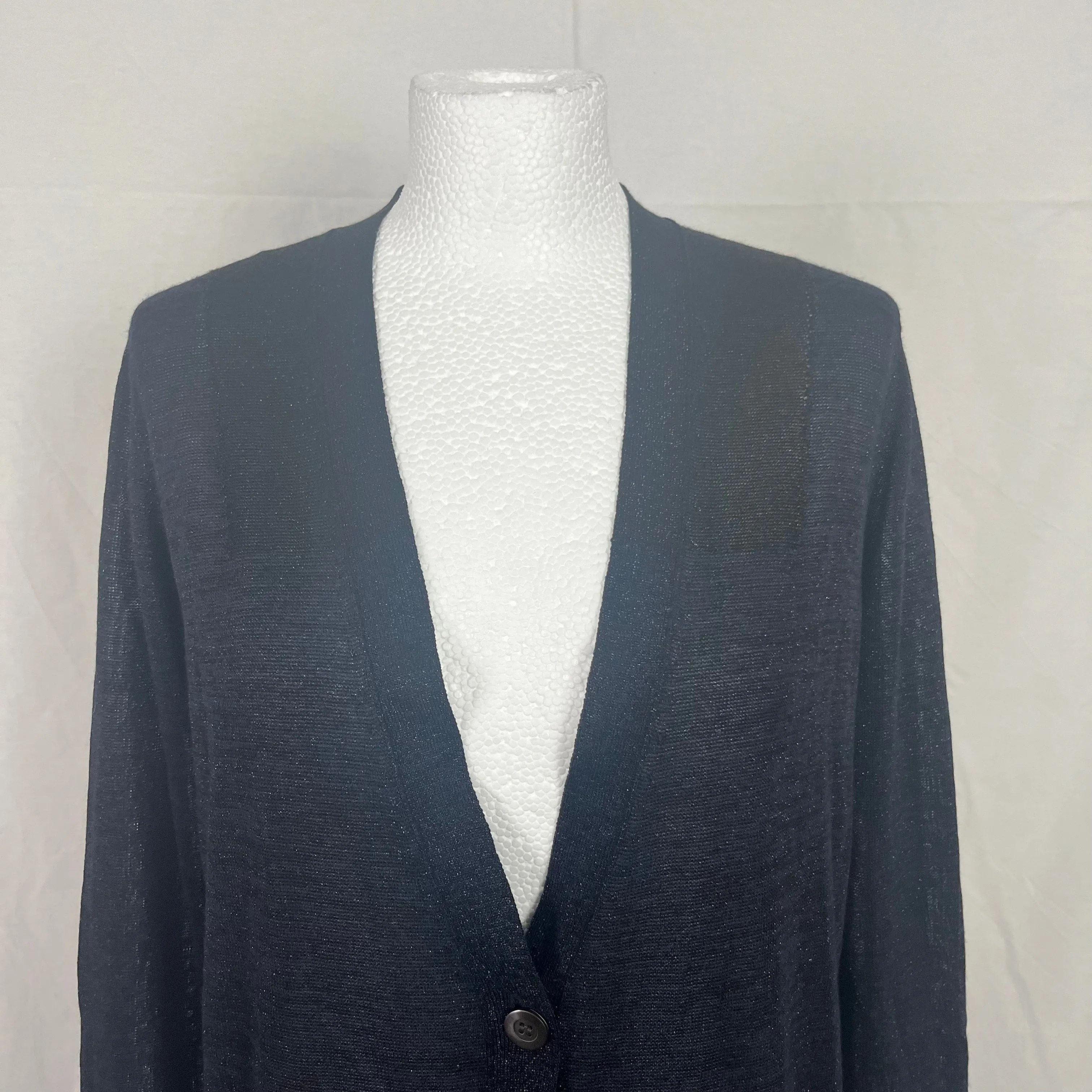 Dries Van Noten New Black & Navy Lurex Superfine Cardigan XS/S/M