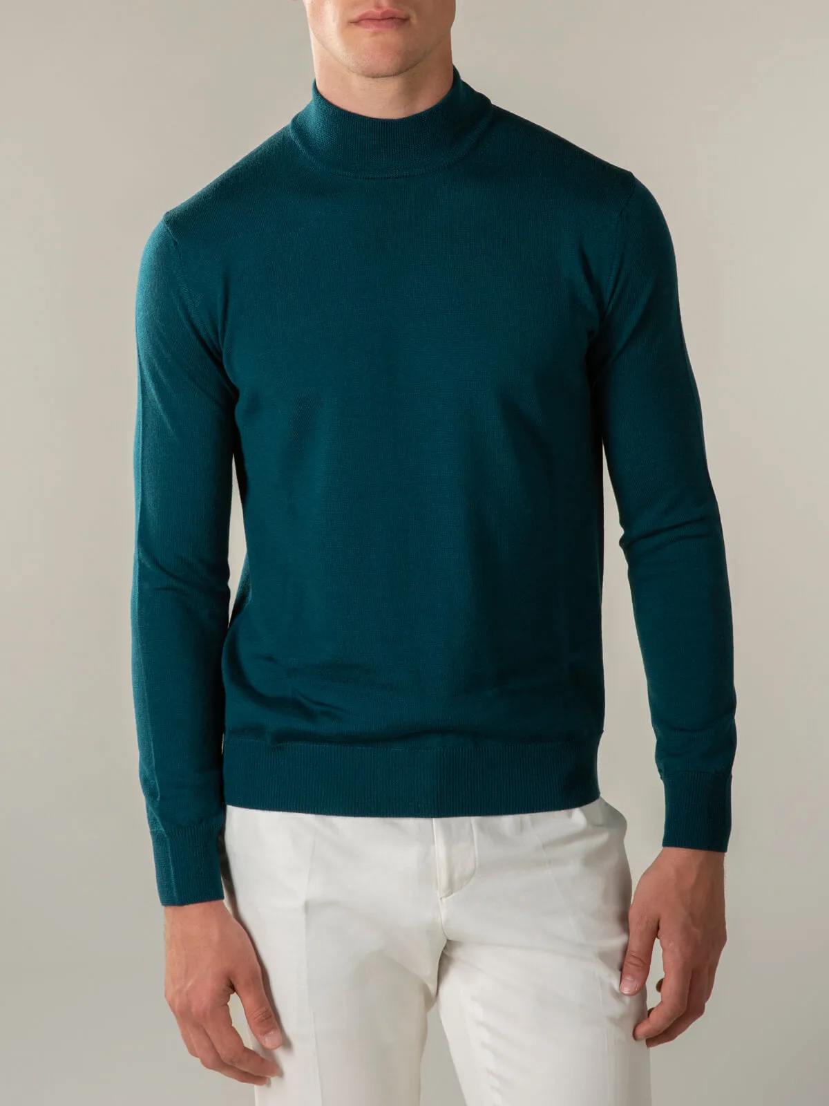 Extrafine Merino Mockneck Forest Green