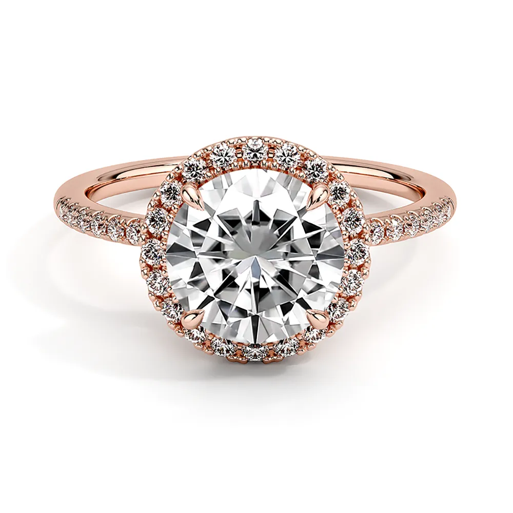 Four Prong Round Cut Halo Engagement Ring