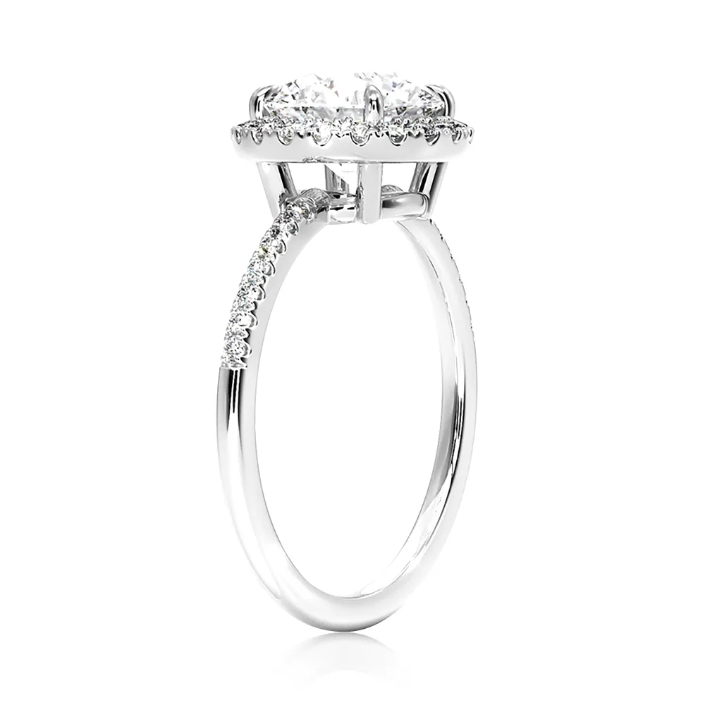 Four Prong Round Cut Halo Engagement Ring