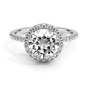 Four Prong Round Cut Halo Engagement Ring