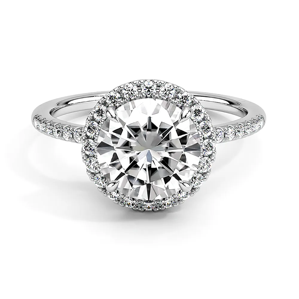 Four Prong Round Cut Halo Engagement Ring