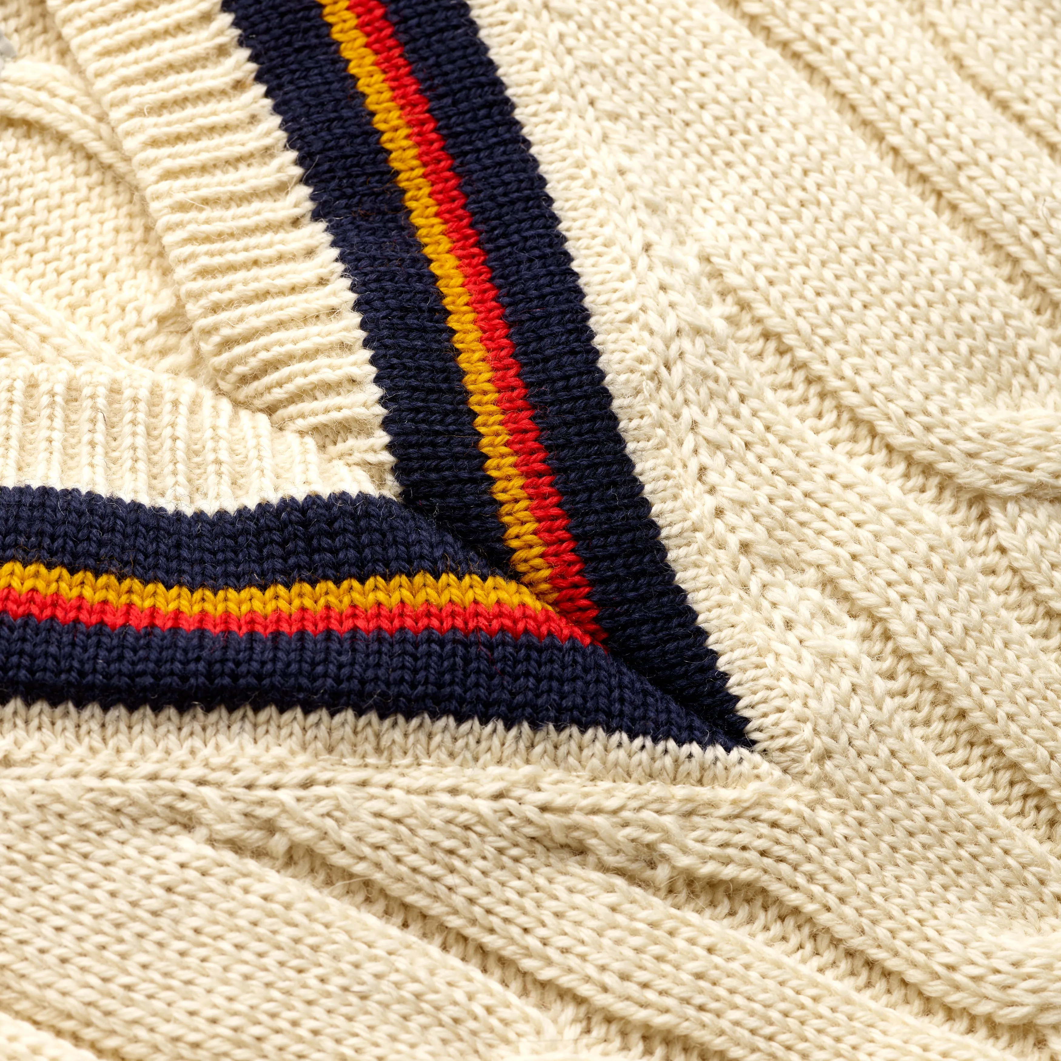 Fox Cricket Club Ecru Sweater with Navy, Sun Yellow & Red Stripes