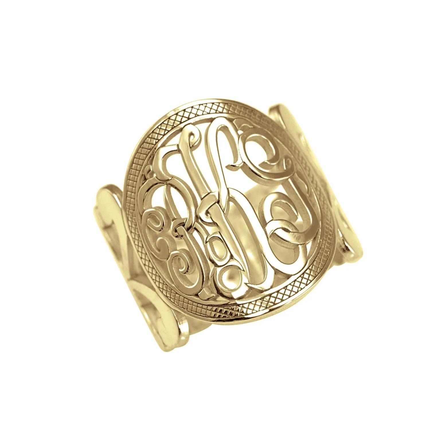 Gold Monogram Ring - Nautical Script