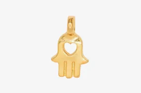 Hamsa Hand Heart Wholesale Charm 14K Gold, Solid 14K Gold, G44