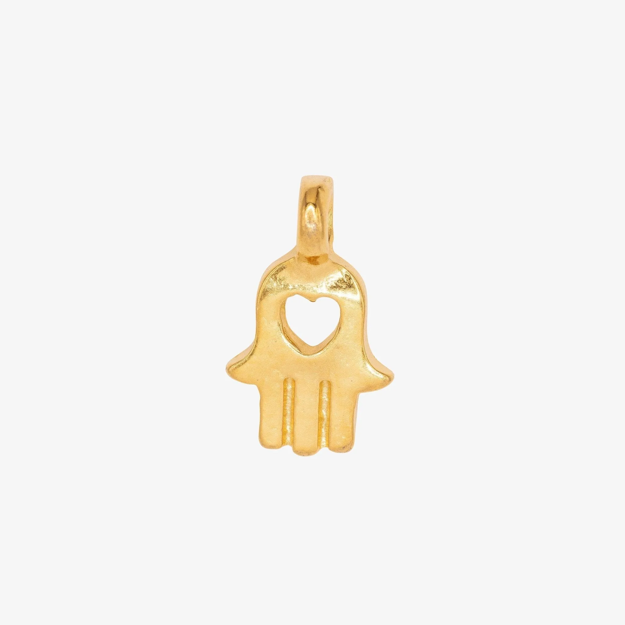 Hamsa Hand Heart Wholesale Charm 14K Gold, Solid 14K Gold, G44