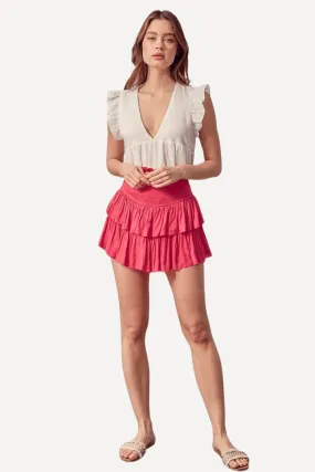 Juniors' Pink Layered Mini Skirt