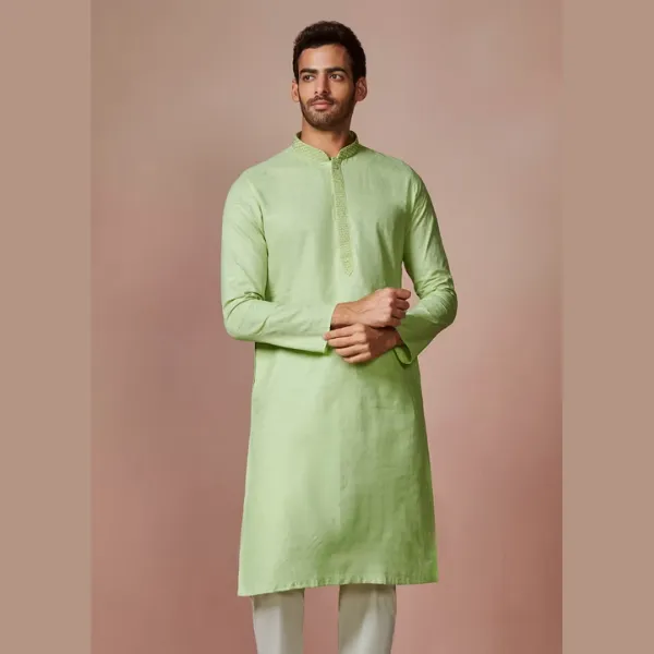 Manyawar Kurta With Embroidered Collar Collection