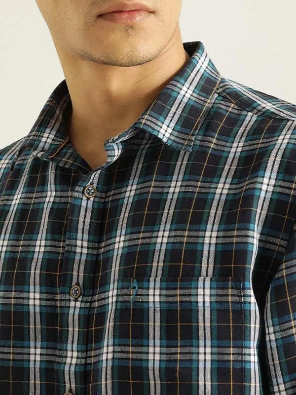 Men Checked Full Sleeve Linen Blend Shirt