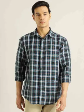 Men Checked Full Sleeve Linen Blend Shirt