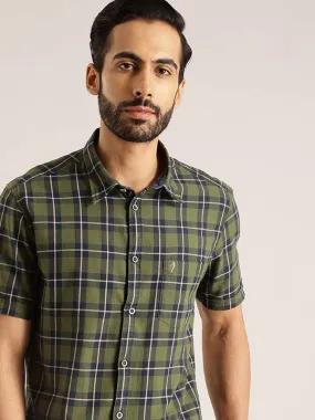 Men Checked Half Sleeve Cotton Shirt