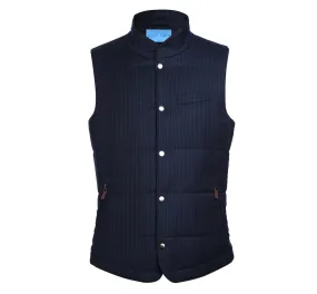 Pellagio Navy Stripes Winter Warm Puffer Wool Vest PF21-13