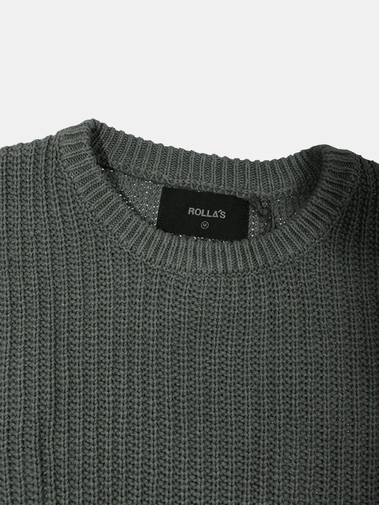 Rollas Hemp Blend Crew Knit - Green