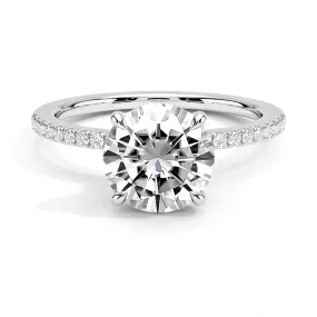 Round Cut Engagement Ring With Pavé Hidden Halo