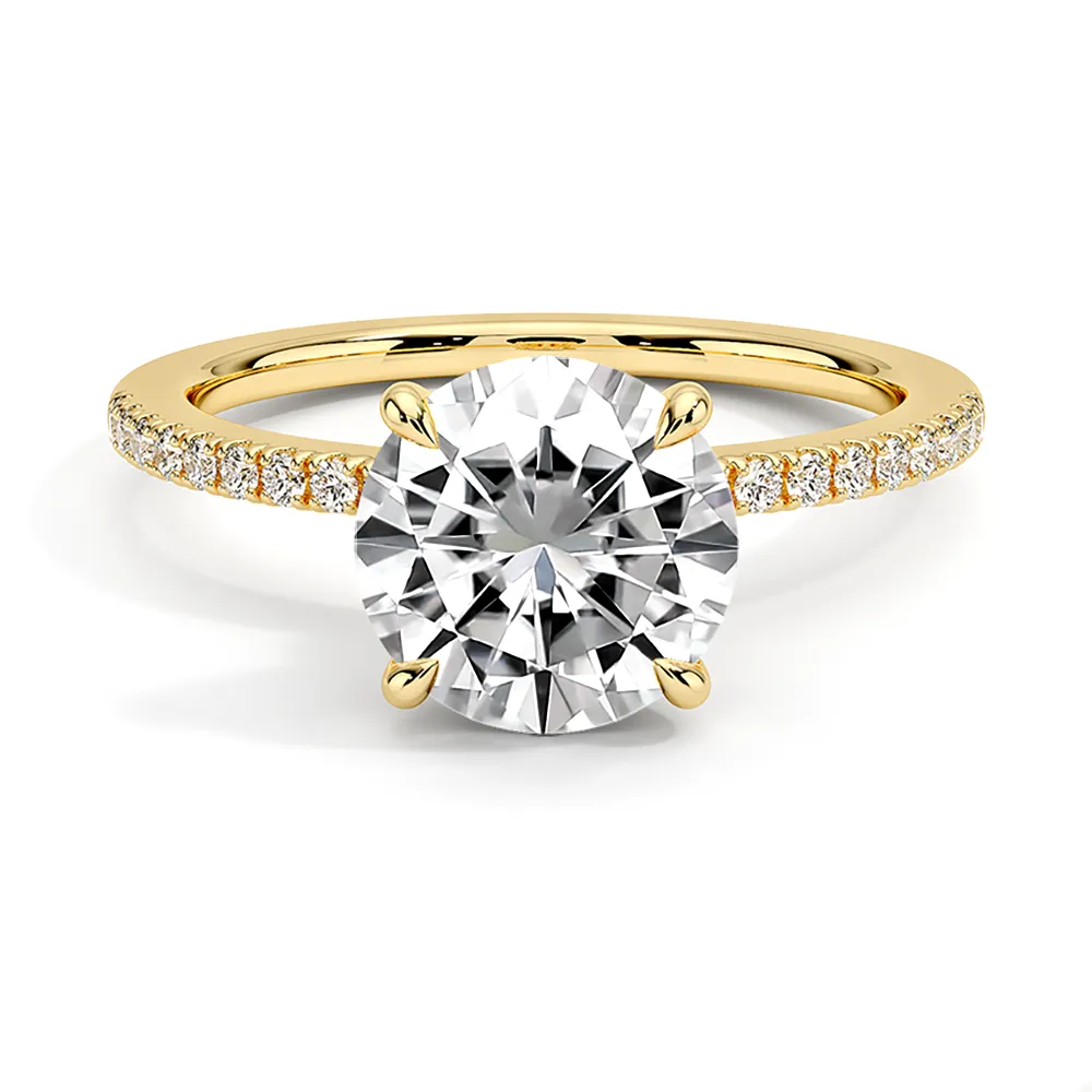 Round Cut Engagement Ring With Pavé Hidden Halo