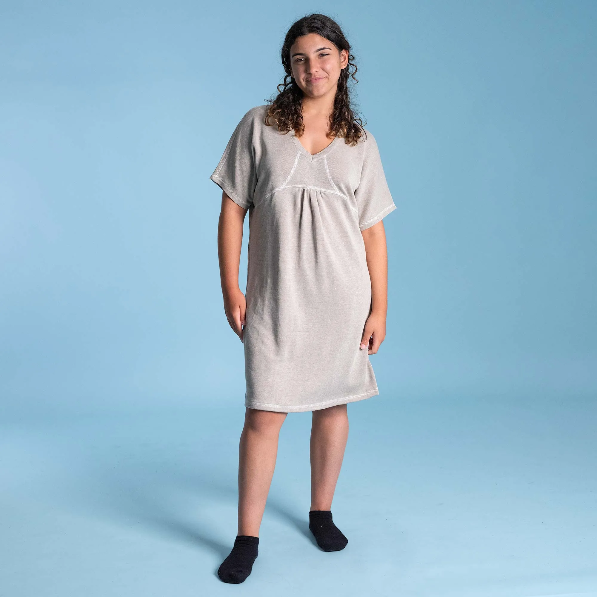 SALZBURG 100% Organic Linen Knit Nightgown Loungewear House Dress (No Latex, OC Thread Option; 100% Biodegradable)