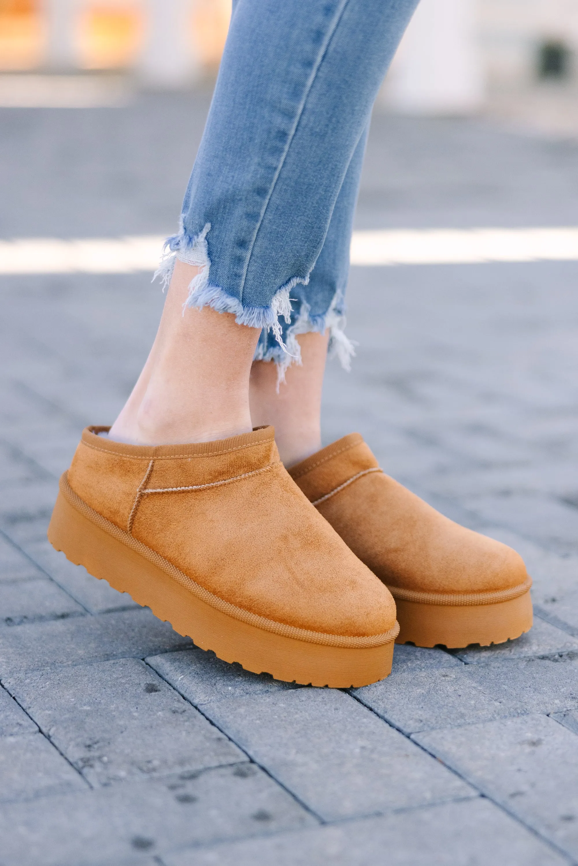 See You There Tan Platform Booties