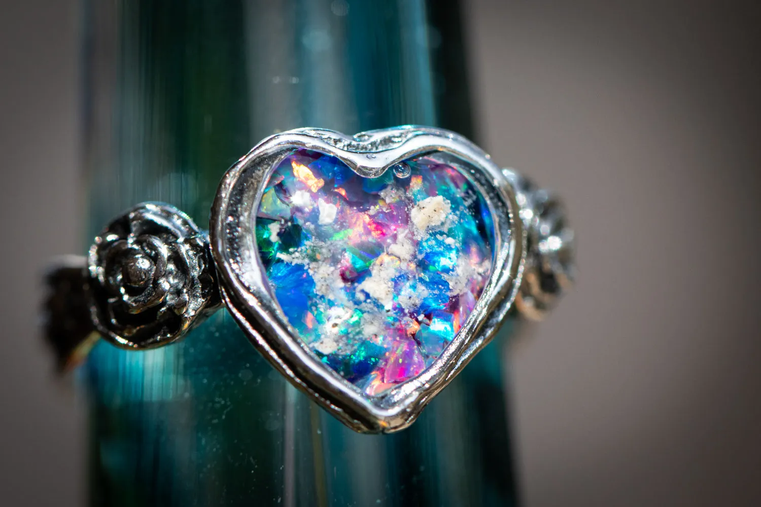 Silver Heart Opal Ring