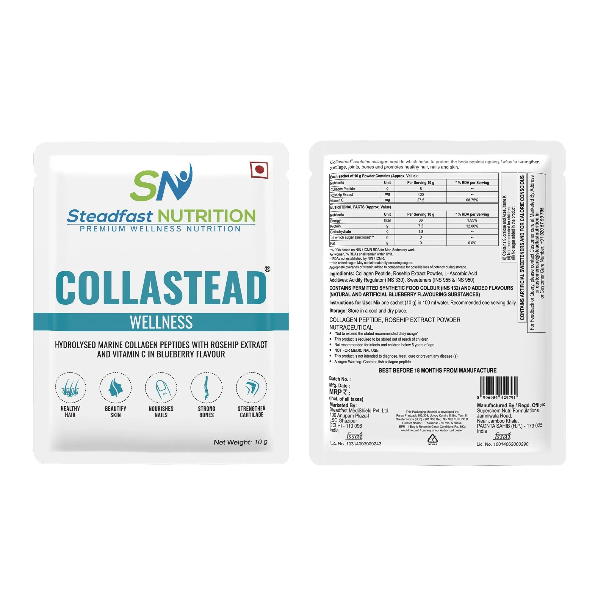 Steadfast Nutrition Collastead Collagen Powder - Blue Berry