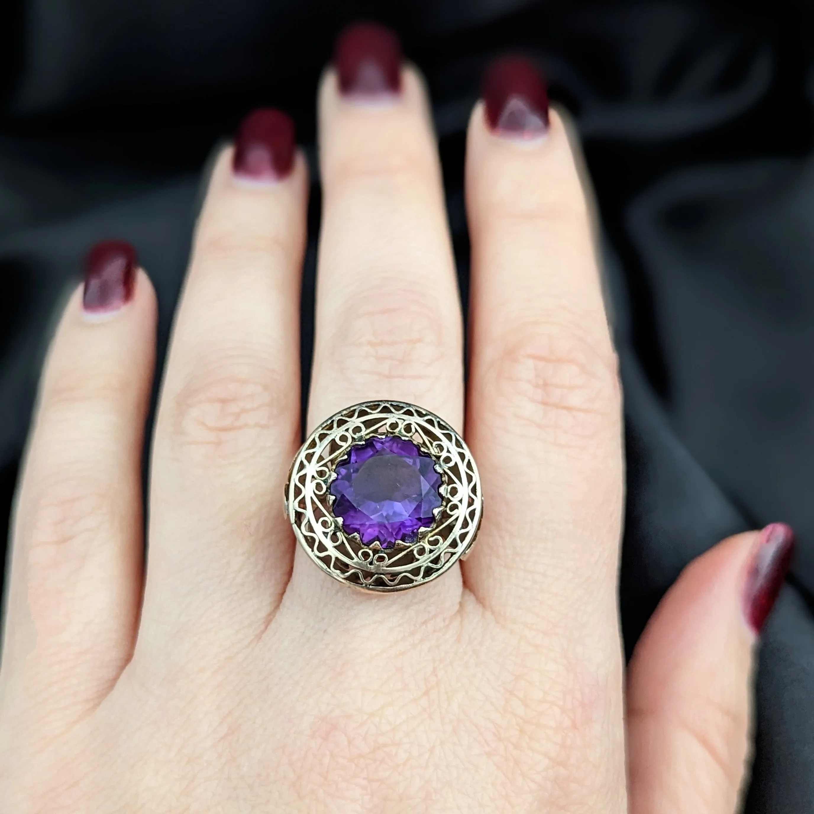 The Marfa - Vintage Amethyst 14k Yellow Gold Cocktail Ring